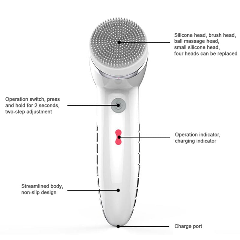 Escova de Limpeza Facial Vibratória de Silicone - Limpeza Profunda e Massagem Antienvelhecimento