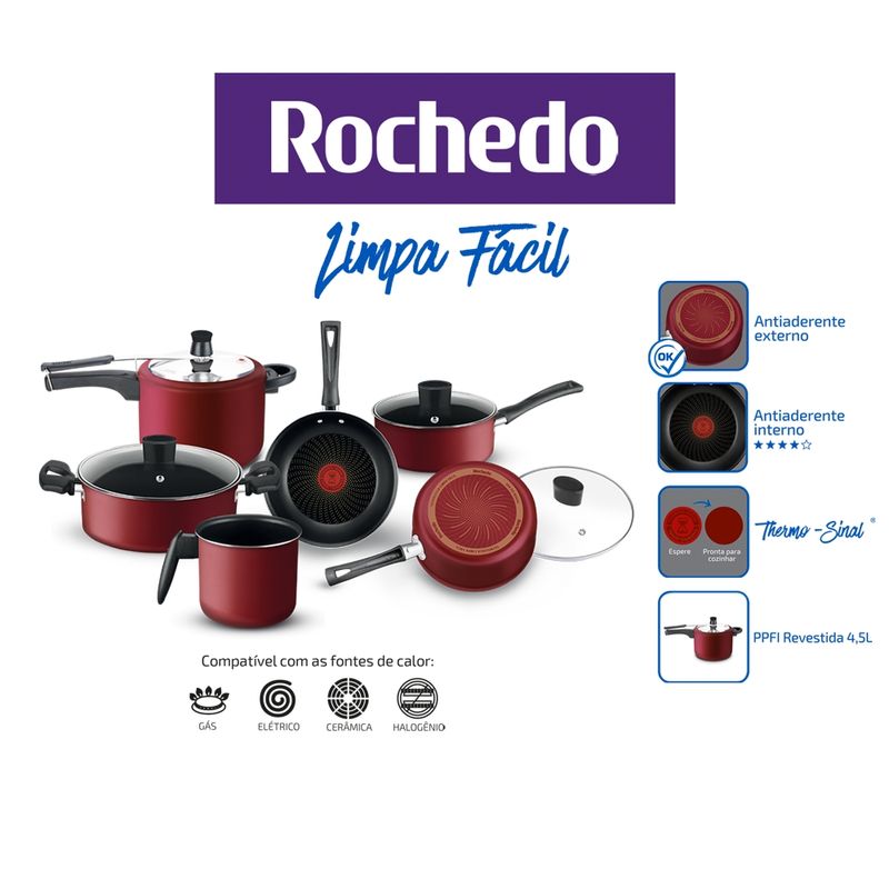 Jogo de Panelas Rochedo Supreme - Antiaderente e Design Moderno