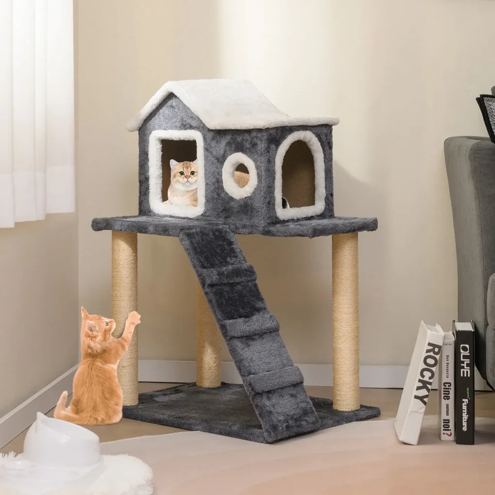 Arranhador Vertical com Escada para Gatos - Diversão e Bem-Estar Garantidos