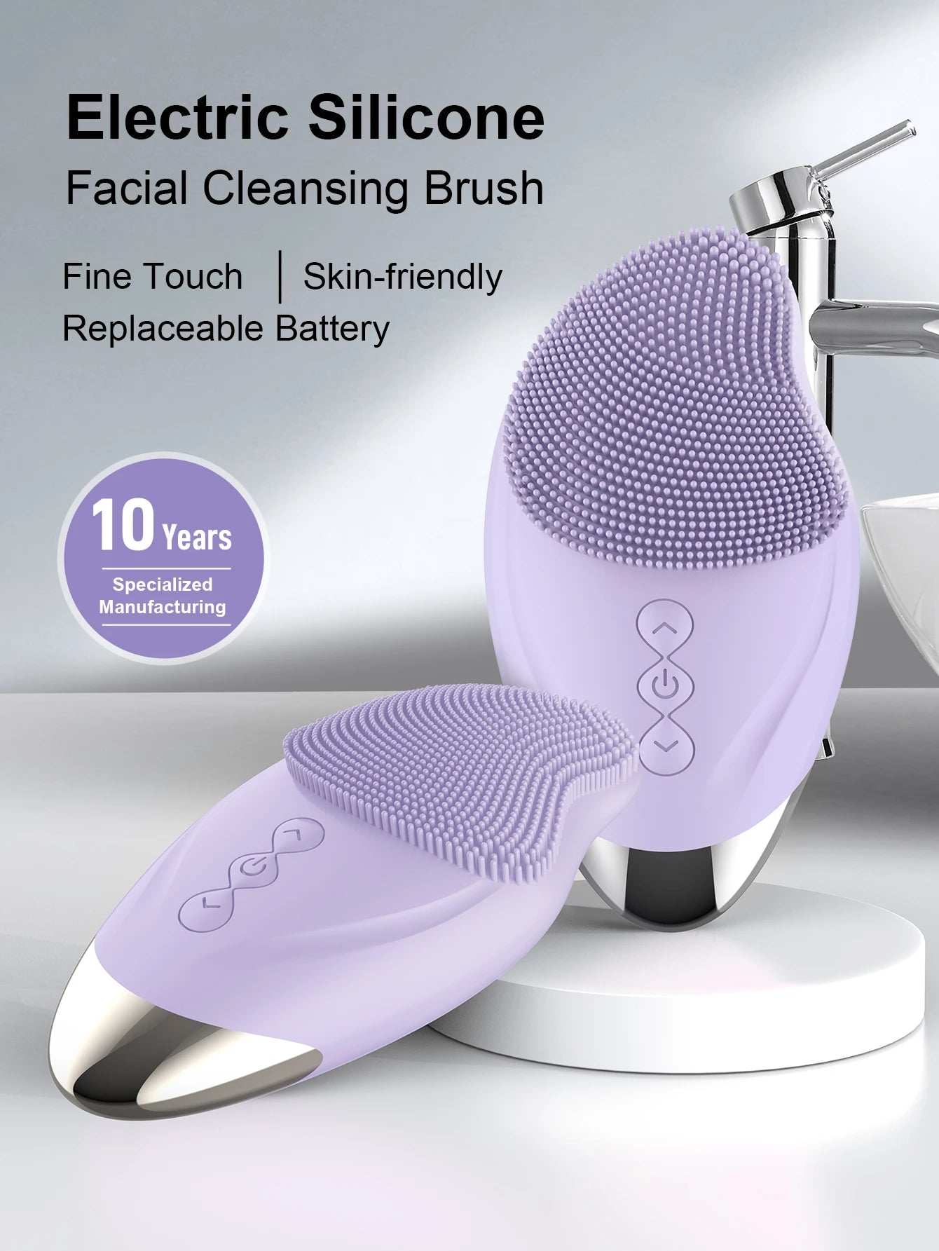 Escova de Limpeza Facial Vibratória de Silicone - Limpeza Profunda e Massagem Antienvelhecimento