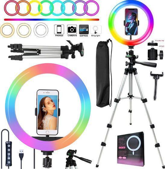 Anel de Luz LED Profissional (Ring Light) com Tripé e Suporte para Celular - Iluminação Perfeita para Vídeos e Fotos