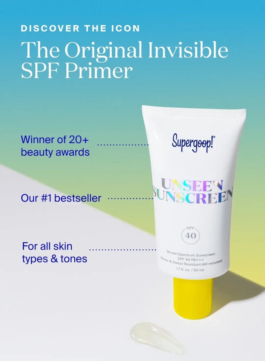 Supergoop! Unseen Sunscreen SPF 40: Protetor Solar Facial Invisível e Primer